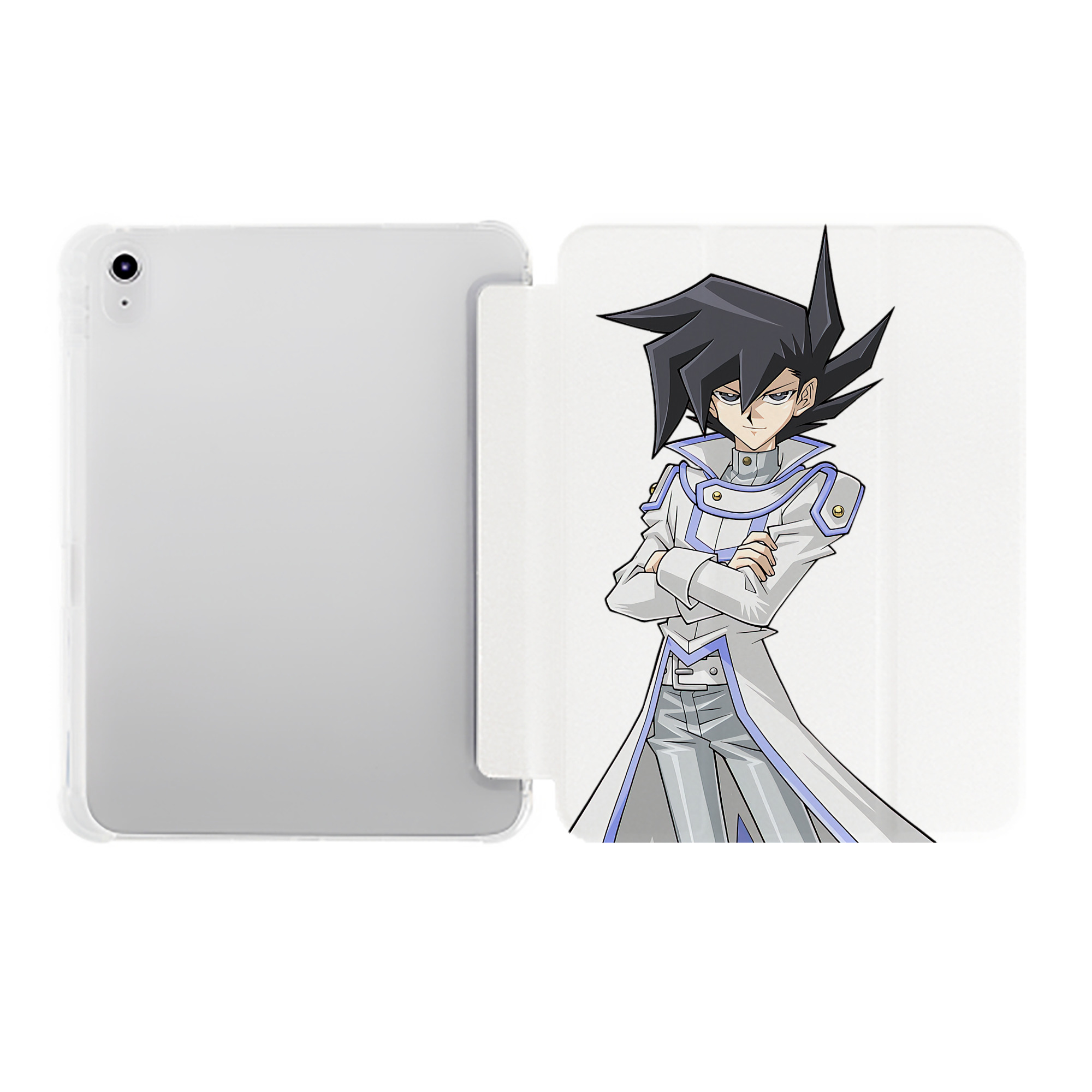 （画像用） 遊☆戯☆王 Yu-Gi-Oh! IPad ケース ペン収納付き 三つ折りスタンド PUレザー×シリコン 対応機種9.5/10.5/10.9インチ